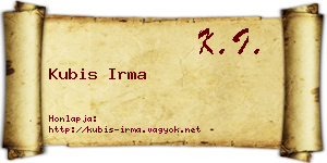 Kubis Irma névjegykártya